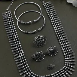 NAMAN ARTS Silver Plated Oxidised Jewellery Set-image-9