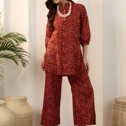 IMANA Printed Pure Cotton Tunic With Trousers Co-Ords-picture-37