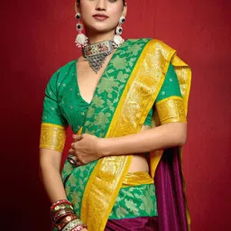 Meena Bazaar Woven Design Zari Saree image 4