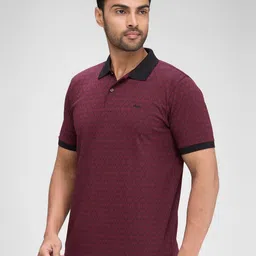 Park Avenue Men Geometric Printed Polo Collar Cotton T-shirt image 2