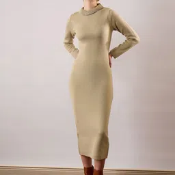 SASSAFRAS Woollen Bodycon Midi Dress image 5