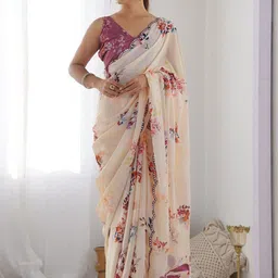 PAYAL CREATION Abstract Printed Embroidered Mirror Work Bandhani Saree With Blouse Piece image 2