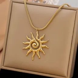 Designs & You Gold-Plated Stainless Steel Contemporary Shaped Pendant With Chain-picture-27
