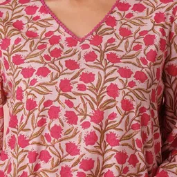 Chowkhat Ethnic Motifs Printed V-Neck Flared Sleeves Pure Cotton Handloom Kurti image 2