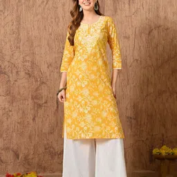 BKApparels Floral Embroidered Thread Work Cotton Kurta-picture-23