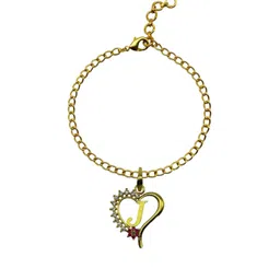 Digital Dress Room Artificial Stones Studded J Letter Heart Pendant Wraparound Rakhi-picture-20