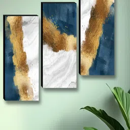 Livin'luxe Blue & Gold-Toned 3 Pieces Marble Printed Wall Arts-picture-17