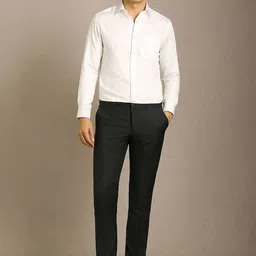 Louis Philippe Men Textured Flat Front Formal Trousers image 4