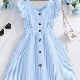 INCLUD Striped Flutter Sleeve Fit & Flare Dress-picture-27