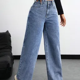 aadvi fashion Women Loose Fit High Rise Light Blue Jeans-picture-13