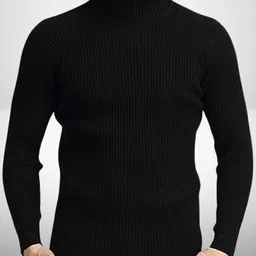 jaqque Men Striped High Neck Black Sweater-picture-37