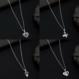 boghra sales combo pendant chain for girls Silver, Rhodium Diamond Silver, Alloy Pendant Set-picture-16
