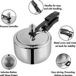 vinod Platinum Straight Triply Stainless Steel Inner Lid 2 L Induction Bottom Pressure Cooker image 2