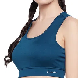 clovia Women's Polyester Medium Impact Padded Racerback Sports Bra image 2