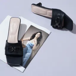 Sherrif Shoes Women Black Sandal Heels-image-43