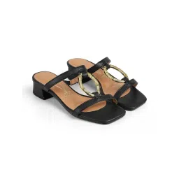 Vizzano Black Block Heel Slip On Sandal Heels image 1