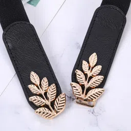 dazzliq Leaf Design Elastic Fabric Waist Belt for Women Dresses and Sarees - Slim Corset Style Fancy Belt image 5