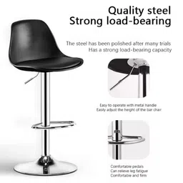 Aarpee Furnitures REVOLVING Black Height Adjustable BAR Stool/Kitchen Chair Suitable for Kitchen, Cafeteria, Dining, Office,Shops [ Black] Polyurethane, 35D x 35W x 40H Cm image 4