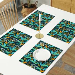 AEROHAVEN Navy Blue & Green Set Of 4 Printed Table Placemats-picture-7