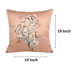 Home Beige & Green Floral Satin Square Cushion Covers image 3