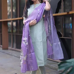 sun fashion and lifestyle Women's Roman Silk Stitched Printed Aline Long Kurta Sets for Women image 4