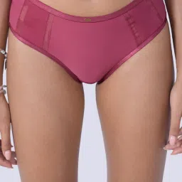 SOIE Women High Waist Full Coverage Ultra Soft Mesh Panel Brief Pink-image-69