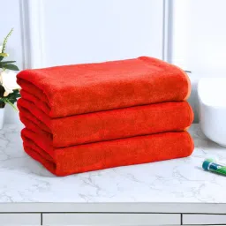 Black Gold Bath Towels 400 Gsm Lightweight Ultra-Soft Plain Red (Pack Of 3)-image-44