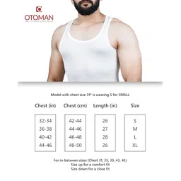 otoman Men's Bamboo Cotton Sleeveless Vest | Made in Turkey by 100% Pure Bamboo Fabric | Natural Sweat Absorbing | White image 4