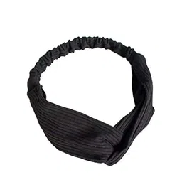 Vogue Hair Accessories Solid Cotton Fabric Knot Stretchable Hairband for Girls and Women, Pack of 1 - Black image 1