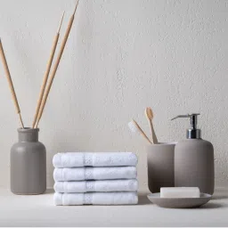 Feather & Spun White Bamboo Cotton - Face Towel (Pack of 4) (M)-picture-24