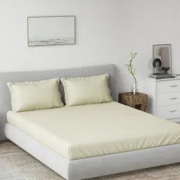 Ddecor Live Beautiful 100% Cotton Spectrum Solid 180Tc Super King Bedsheet with 2 Pillow Cover Beige-image-97