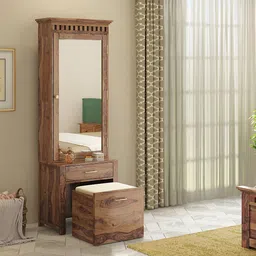 urban ladder Fidora Solid Wood Dressing Table in Teak Finish image 1