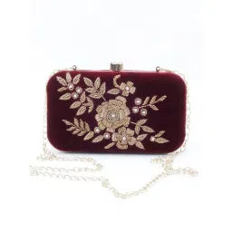 Odette Maroon Embellished Sassy Clutch-picture-17