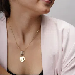 AARSEE OFFICIAL 22Kt Gold-Plated Leaf And Luster Necklace-image-37