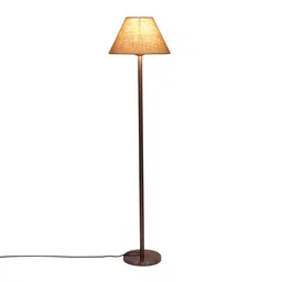 devansh Denzel Beige Cotton Shade Floor Lamp image 1
