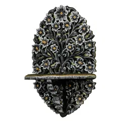 disoo fashions Keeton Black Solid Wood Wall Shelf image 1