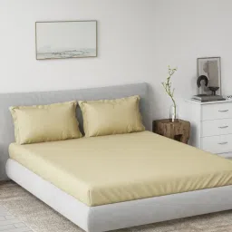 Ddecor Live Beautiful Dyed Spectrum 180TC King Fitted Bedsheet With 2 Pillow Covers - Beige-image-90