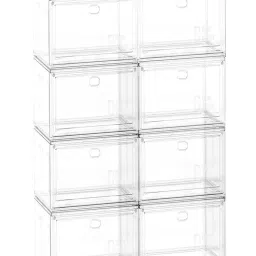 House of Quirk Shoe Boxes with Magnetic Door Clear Stackable Plastic - White (Pack Of 8)-picture-16