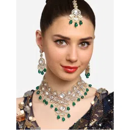 Zaveri Pearls Green Kundan Bridal Jewellery Set-ZPFK16926-image-34