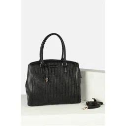 Allen Solly Women Formal Textured Black Handbag with Detachable Strap-picture-35