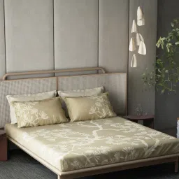 Ddecor Live Beautiful Cotton Geometric Okinawa 180TC King Bedsheet With Pillow Covers - Beige-picture-25