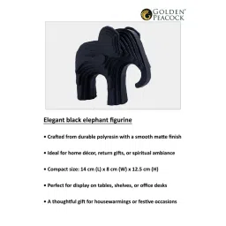 Golden Peacock Black Modern Geometric Elephant Showpiece image 4