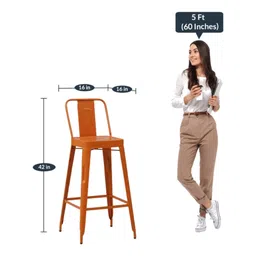globally indian Anton Metal Bar Stool in Orange Colour image 5