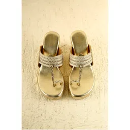 SANDALWALI Aishwarya Gold Braided Wedges-picture-17