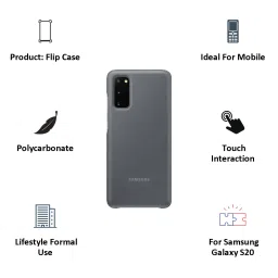 SAMSUNG Clear View Polycarbonate Flip Cover for Galaxy S20 (Camera Protection, Grey) image 2