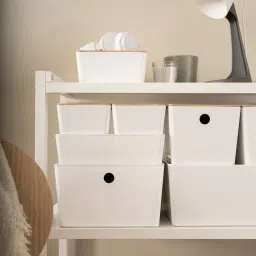 ikea kuggis Box with lid, white/bamboo, 13x18x8 cm image 3