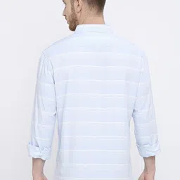 Basics Men Slim Fit Horizontal Stripes Opaque Striped Casual Shirt image 4