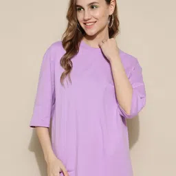 URBANICE Round Neck Drop-Shoulder Sleeves Oversized Cotton T-shirt-picture-35