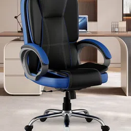 FUGO Black & Blue High Back Study Arm Chair-image-15