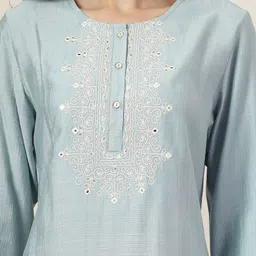 Nayam By Lakshita Ethnic Motifs Embroidered Straight Kurta With Palazzos & Dupatta image 2